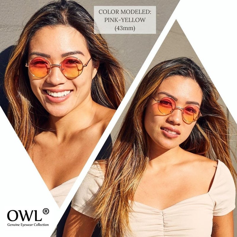 OWL Round Sunglasses Metal Frame Hippie Sunglasses UV400 Polycarbonate Circle Lens John Lennon Sunglasses for Men Women - Image 4